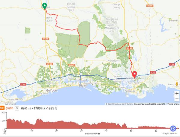 COLA | Day 35 - GPS Screenshot | EPIC Cross Country Bike Tour